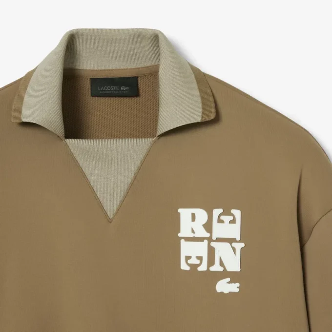Runway-Poloshirt mit Kragenabzeichen-Akzent-Sweatshirt Runway-Poloshirt mit Kragenabzeichen-Akzent-Sweatshirt