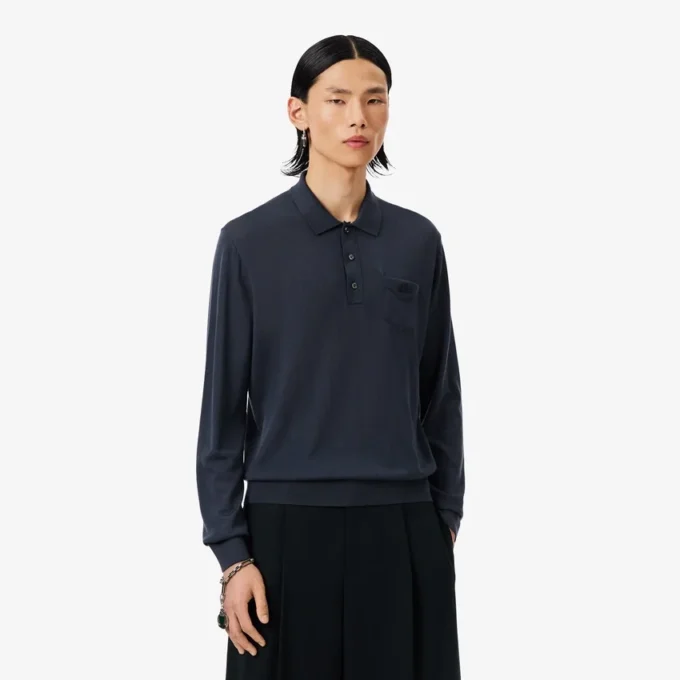 Runway-Pullover aus Merinowolle mit Polokragen Runway-Pullover aus Merinowolle mit Polokragen