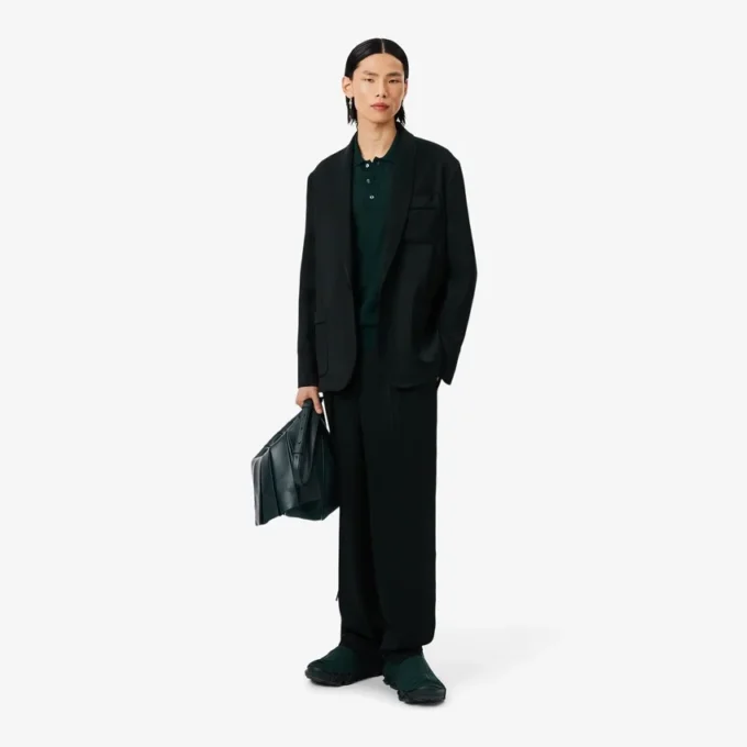 Runway-Pullover aus Merinowolle mit Polokragen Runway-Pullover aus Merinowolle mit Polokragen