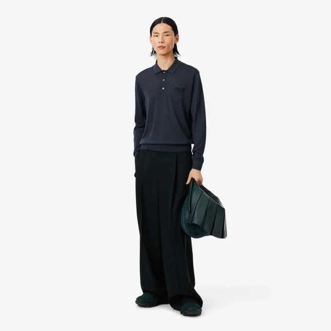 Runway-Pullover aus Merinowolle mit Polokragen Runway-Pullover aus Merinowolle mit Polokragen