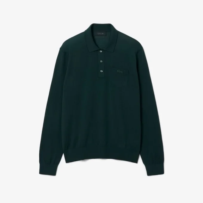 Runway-Pullover aus Merinowolle mit Polokragen Runway-Pullover aus Merinowolle mit Polokragen