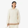 Runway-Pullover aus Wolle mit Poloshirt-Kragen und Zopfmuster