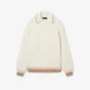 Runway-Pullover aus Wolle mit Poloshirt-Kragen und Zopfmuster