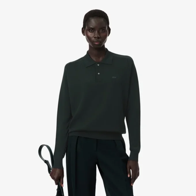 Runway-Pullover aus Wollmischung mit Poloshirt-Kragen Runway-Pullover aus Wollmischung mit Poloshirt-Kragen