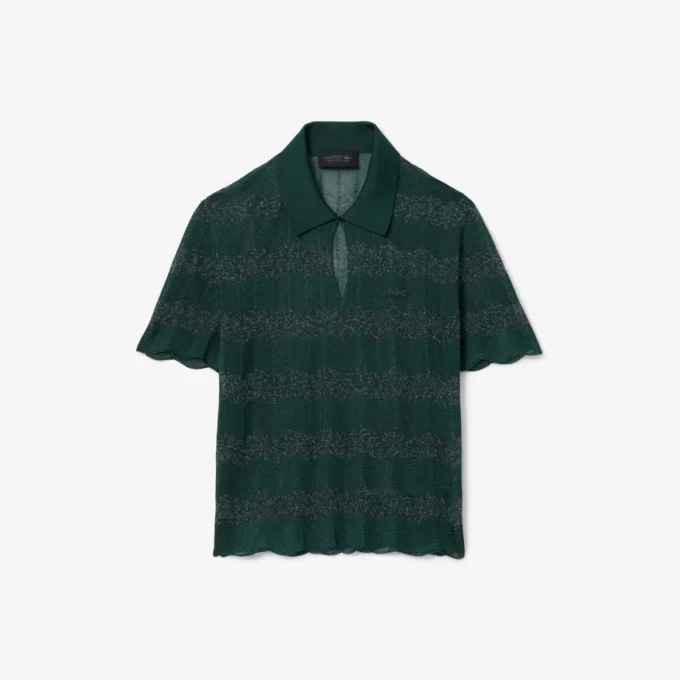 Runway-Pullover mit Polo-Kragen aus Pointelle Runway-Pullover mit Polo-Kragen aus Pointelle