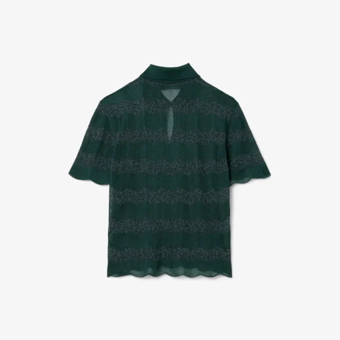 Runway-Pullover mit Polo-Kragen aus Pointelle Runway-Pullover mit Polo-Kragen aus Pointelle