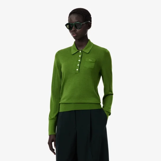 Runway-Pullover mit Polokragen aus Merinowolle Runway-Pullover mit Polokragen aus Merinowolle