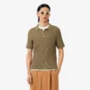 Runway-Pullover mit Zopfmuster und Poloshirt-Kragen Runway-Pullover mit Zopfmuster und Poloshirt-Kragen