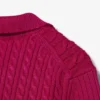 Runway-Pullover mit Zopfmuster und Poloshirt-Kragen Runway-Pullover mit Zopfmuster und Poloshirt-Kragen