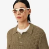 Runway-Pullover mit Zopfmuster und Poloshirt-Kragen Runway-Pullover mit Zopfmuster und Poloshirt-Kragen