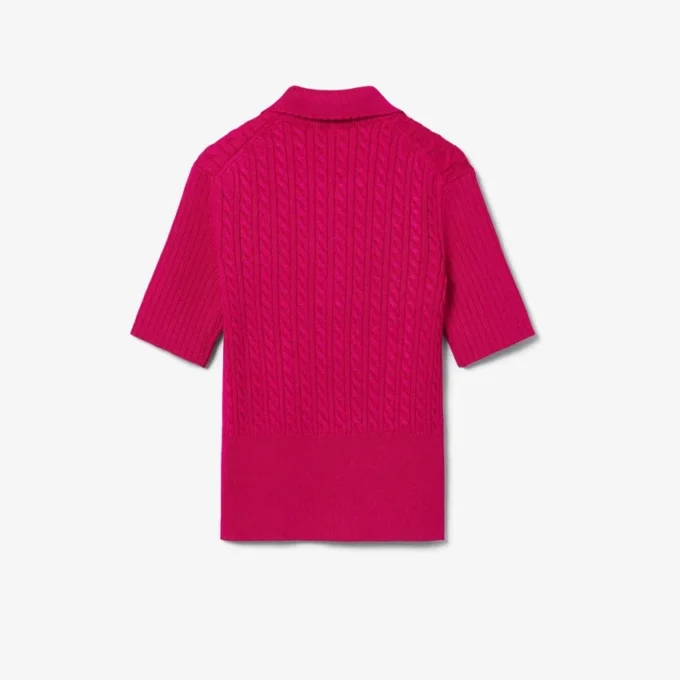 Runway-Pullover mit Zopfmuster und Poloshirt-Kragen Runway-Pullover mit Zopfmuster und Poloshirt-Kragen