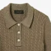 Runway-Pullover mit Zopfmuster und Poloshirt-Kragen Runway-Pullover mit Zopfmuster und Poloshirt-Kragen