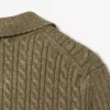 Runway-Pullover mit Zopfmuster und Poloshirt-Kragen Runway-Pullover mit Zopfmuster und Poloshirt-Kragen