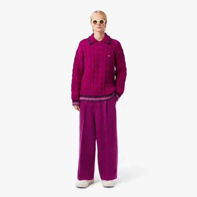 Runway Slub-Wolle-Hose mit weitem Schnitt Runway Slub-Wolle-Hose mit weitem Schnitt