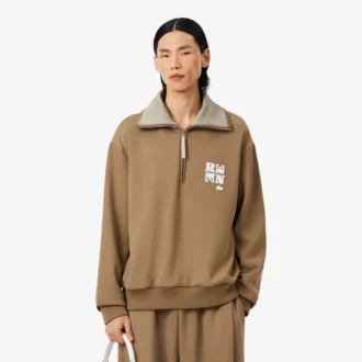Runway-Sweatshirt mit hohem Kragen, Reißverschluss und Emblem