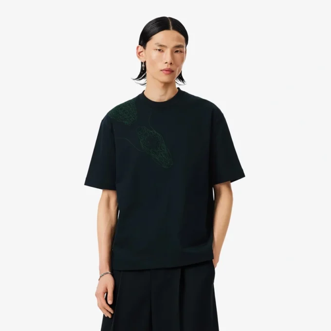Runway T-Shirt mit gesticktem Krokodil Runway T-Shirt mit gesticktem Krokodil