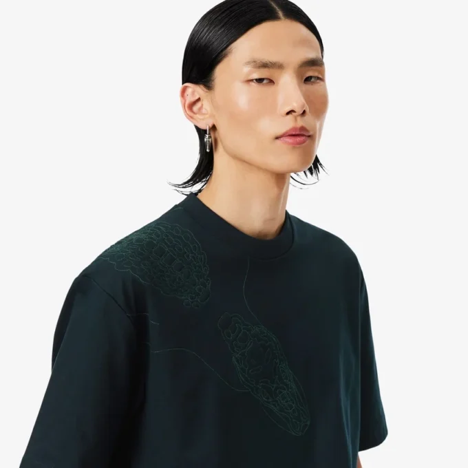 Runway T-Shirt mit gesticktem Krokodil Runway T-Shirt mit gesticktem Krokodil