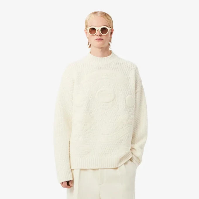 Runway-Wollpullover mit gesticktem Emblem Runway-Wollpullover mit gesticktem Emblem