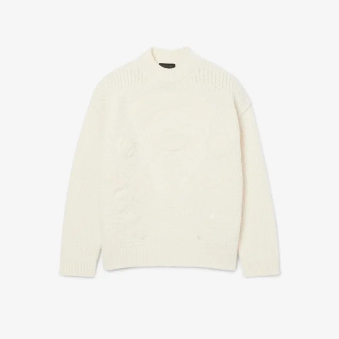 Runway-Wollpullover mit gesticktem Emblem Runway-Wollpullover mit gesticktem Emblem