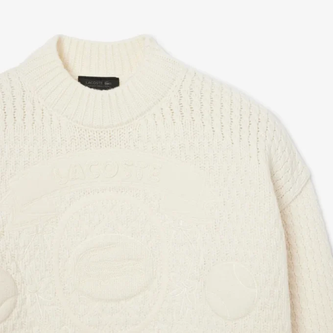 Runway-Wollpullover mit gesticktem Emblem Runway-Wollpullover mit gesticktem Emblem