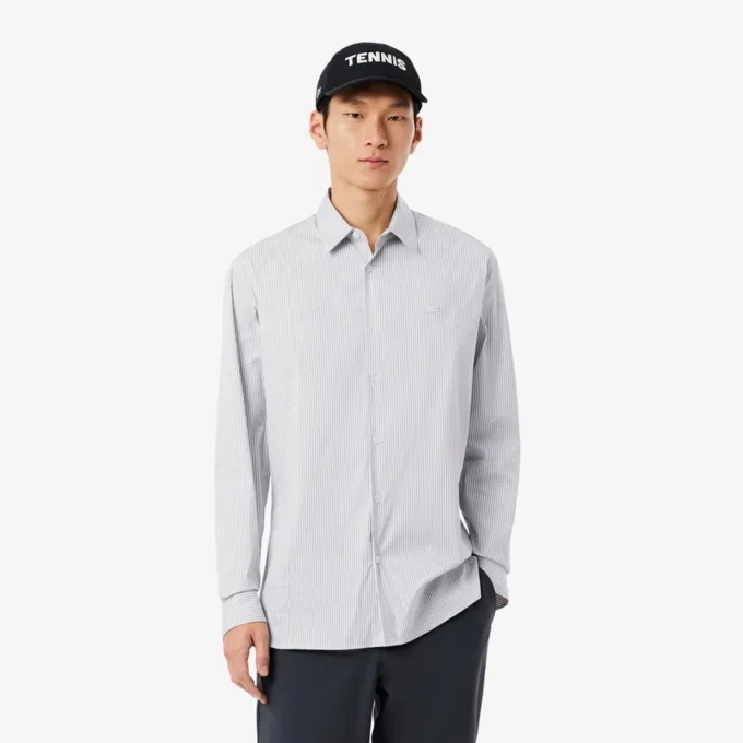 Slim-Fit-Hemd aus gestreiftem Stretch-Popeline Slim-Fit-Hemd aus gestreiftem Stretch-Popeline