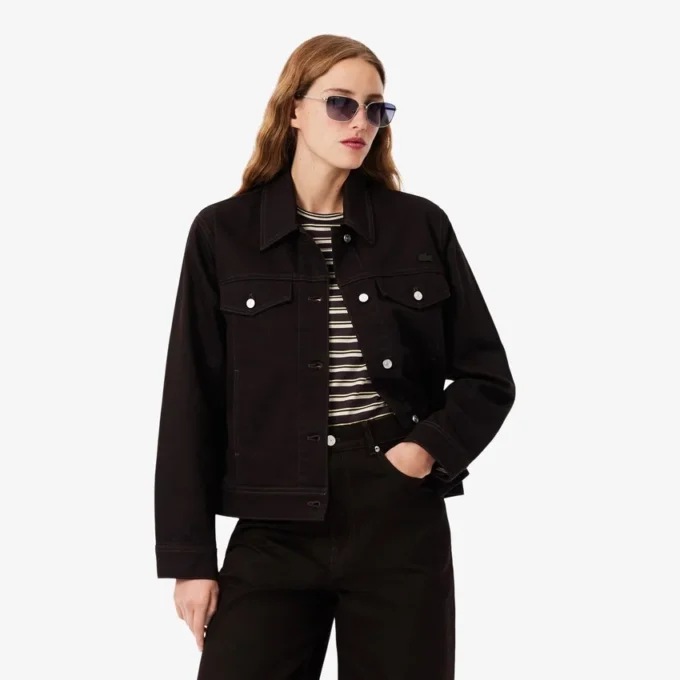 Slim-Fit-Jeansjacke mit Knöpfen Slim-Fit-Jeansjacke mit Knöpfen