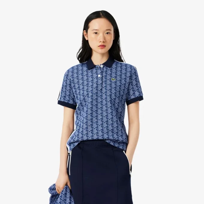 Slim-Fit-Monogramm-Poloshirt für Damen Slim-Fit-Monogramm-Poloshirt für Damen