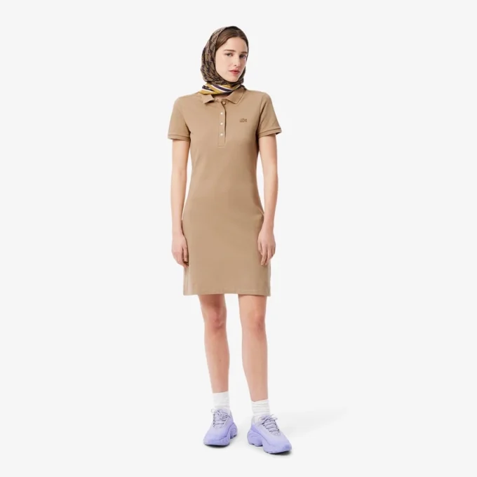 Slim-Fit-Stretch-Mini-Piqué-Poloshirt-Kleid für Damen Slim-Fit-Stretch-Mini-Piqué-Poloshirt-Kleid für Damen