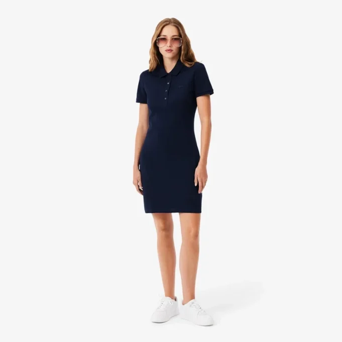 Slim-Fit-Stretch-Mini-Piqué-Poloshirt-Kleid für Damen Slim-Fit-Stretch-Mini-Piqué-Poloshirt-Kleid für Damen