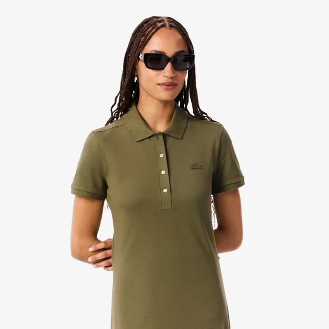 Slim-Fit-Stretch-Mini-Piqué-Poloshirt-Kleid für Damen Slim-Fit-Stretch-Mini-Piqué-Poloshirt-Kleid für Damen
