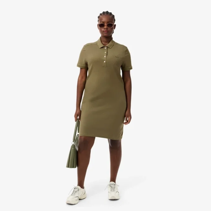 Slim-Fit-Stretch-Mini-Piqué-Poloshirt-Kleid für Damen Slim-Fit-Stretch-Mini-Piqué-Poloshirt-Kleid für Damen
