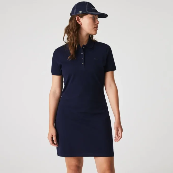 Slim-Fit-Stretch-Mini-Piqué-Poloshirt-Kleid für Damen Slim-Fit-Stretch-Mini-Piqué-Poloshirt-Kleid für Damen