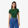 Slim-Fit-T-Shirt aus geripptem Baumwollstoff für Damen Slim-Fit-T-Shirt aus geripptem Baumwollstoff für Damen