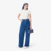 Slim-Fit-T-Shirt aus geripptem Baumwollstoff für Damen Slim-Fit-T-Shirt aus geripptem Baumwollstoff für Damen