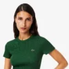 Slim-Fit-T-Shirt aus geripptem Baumwollstoff für Damen Slim-Fit-T-Shirt aus geripptem Baumwollstoff für Damen