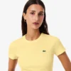 Slim-Fit-T-Shirt aus geripptem Baumwollstoff für Damen Slim-Fit-T-Shirt aus geripptem Baumwollstoff für Damen