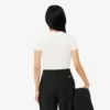 Slim-Fit-T-Shirt aus geripptem Baumwollstoff für Damen Slim-Fit-T-Shirt aus geripptem Baumwollstoff für Damen