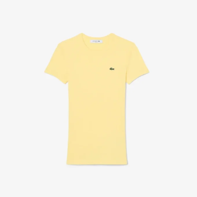 Slim-Fit-T-Shirt aus geripptem Baumwollstoff für Damen Slim-Fit-T-Shirt aus geripptem Baumwollstoff für Damen