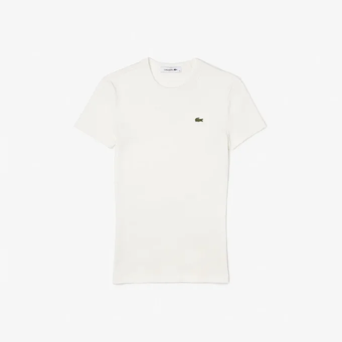 Slim-Fit-T-Shirt aus geripptem Baumwollstoff für Damen Slim-Fit-T-Shirt aus geripptem Baumwollstoff für Damen