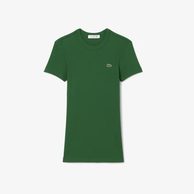 Slim-Fit-T-Shirt aus geripptem Baumwollstoff für Damen Slim-Fit-T-Shirt aus geripptem Baumwollstoff für Damen