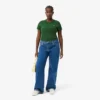 Slim-Fit-T-Shirt aus geripptem Baumwollstoff für Damen Slim-Fit-T-Shirt aus geripptem Baumwollstoff für Damen