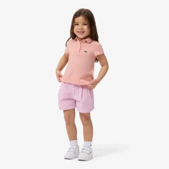 Stretch-Bermudashorts aus gestreiftem Oxford-Stoff
