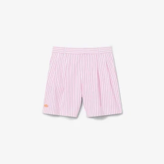 Stretch-Bermudashorts aus gestreiftem Oxford-Stoff