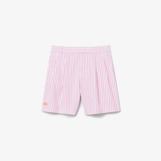 Stretch-Bermudashorts aus gestreiftem Oxford-Stoff Stretch-Bermudashorts aus gestreiftem Oxford-Stoff
