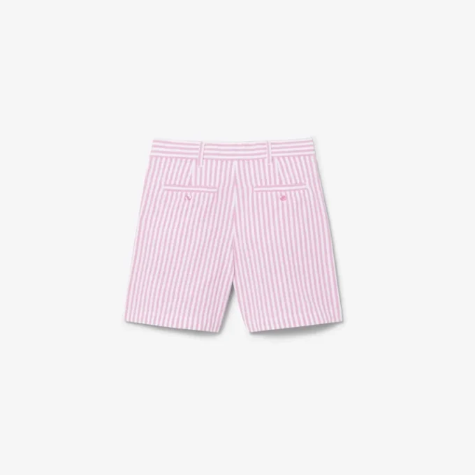 Stretch-Bermudashorts aus gestreiftem Oxford-Stoff Stretch-Bermudashorts aus gestreiftem Oxford-Stoff