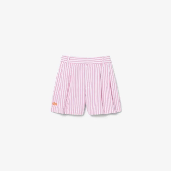 Stretch-Bermudashorts aus gestreiftem Oxford-Stoff Stretch-Bermudashorts aus gestreiftem Oxford-Stoff