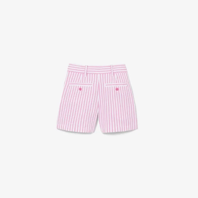Stretch-Bermudashorts aus gestreiftem Oxford-Stoff Stretch-Bermudashorts aus gestreiftem Oxford-Stoff