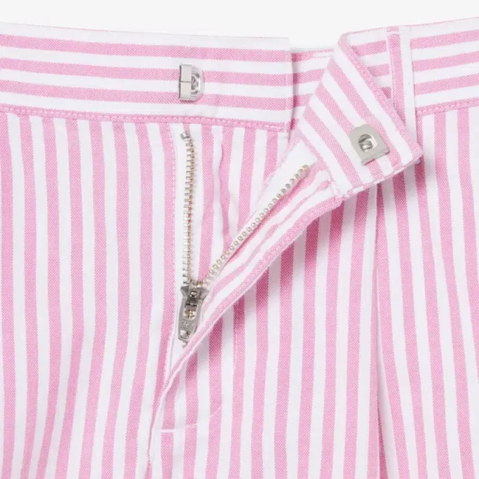 Stretch-Bermudashorts aus gestreiftem Oxford-Stoff Stretch-Bermudashorts aus gestreiftem Oxford-Stoff