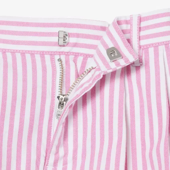 Stretch-Bermudashorts aus gestreiftem Oxford-Stoff Stretch-Bermudashorts aus gestreiftem Oxford-Stoff