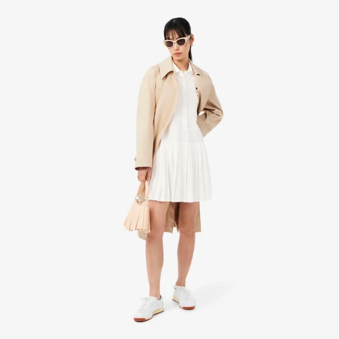Stretch-Piqué-Poloshirt-Kleid mit Falten Stretch-Piqué-Poloshirt-Kleid mit Falten